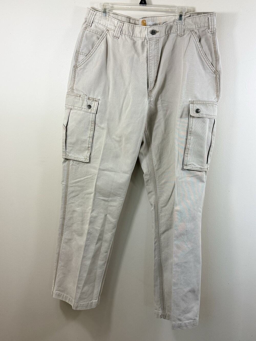 Carhartt Relaxed Fit Cargo Pants Mens Size 40x34 Tan Workwear Utility Outdoor